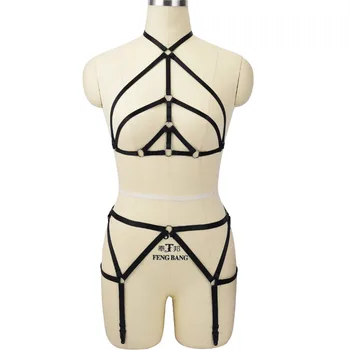 

Body Harness Set Top halter Cage Bra Garter Belts bottom Bondage Lingerie Women Belts Adjust Harajuku Fashion Clothing