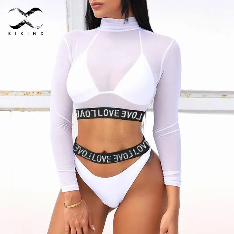 Купальник Bikinx Женский из 3 предметов сексуальное Сетчатое бикини с длинным