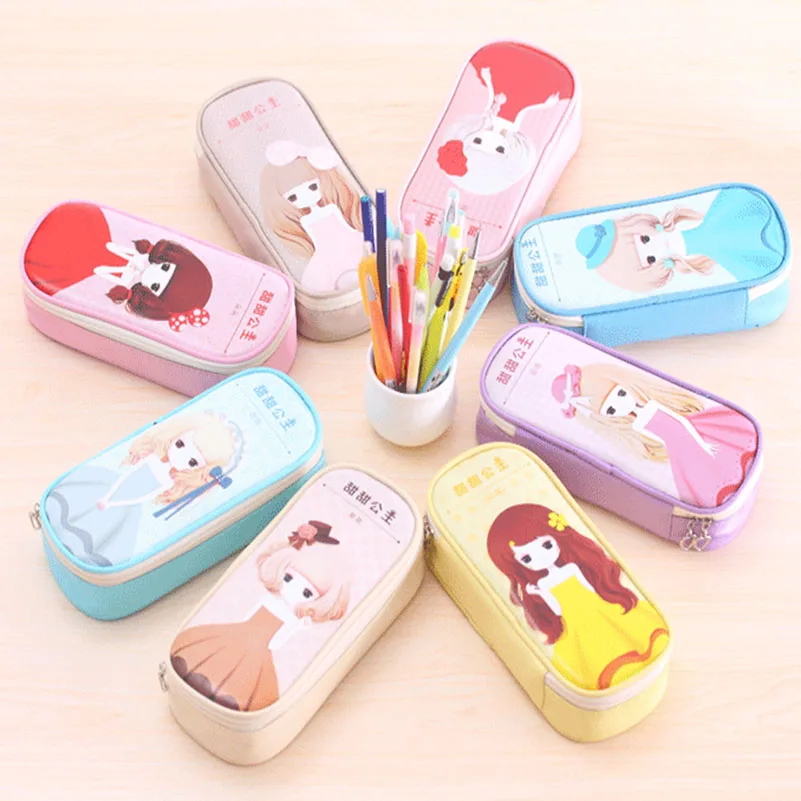 

Kawaii School Pencil Case for Girls Large Capacity PU Leather Pencil Box Pencil Bag Stationery Supplies Chrismas Gift for Kids