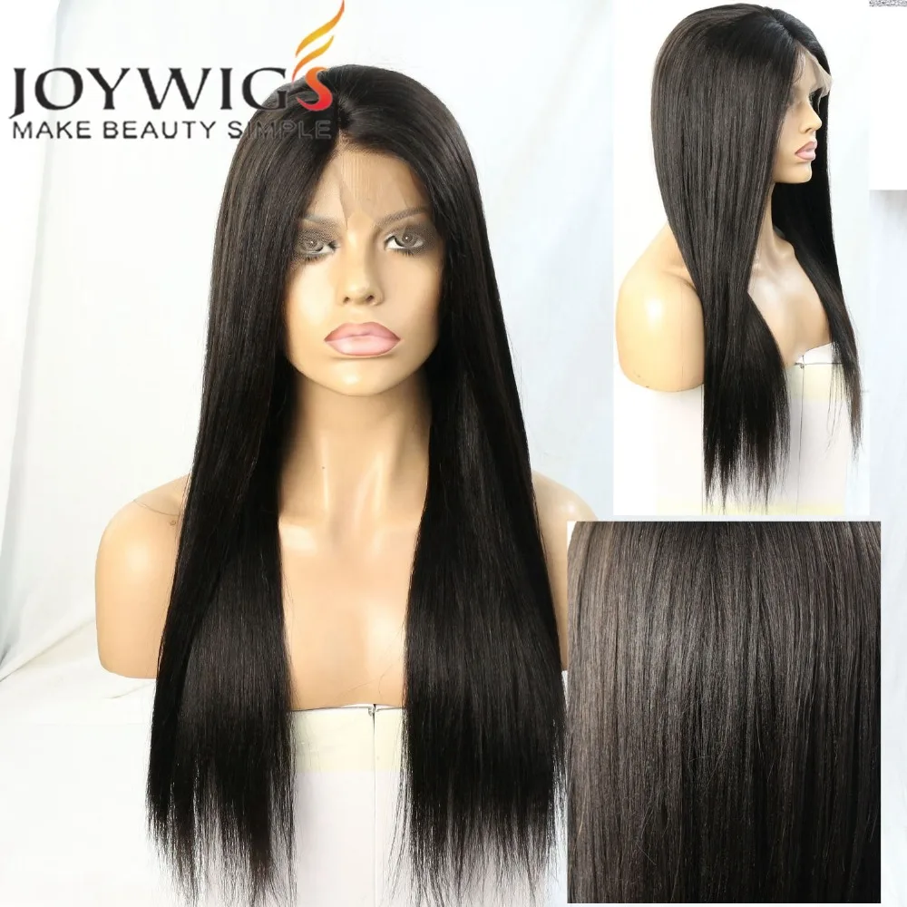 Light Italian Yaki Straight Human Hair Full Lace Wigs Yaki Virgin