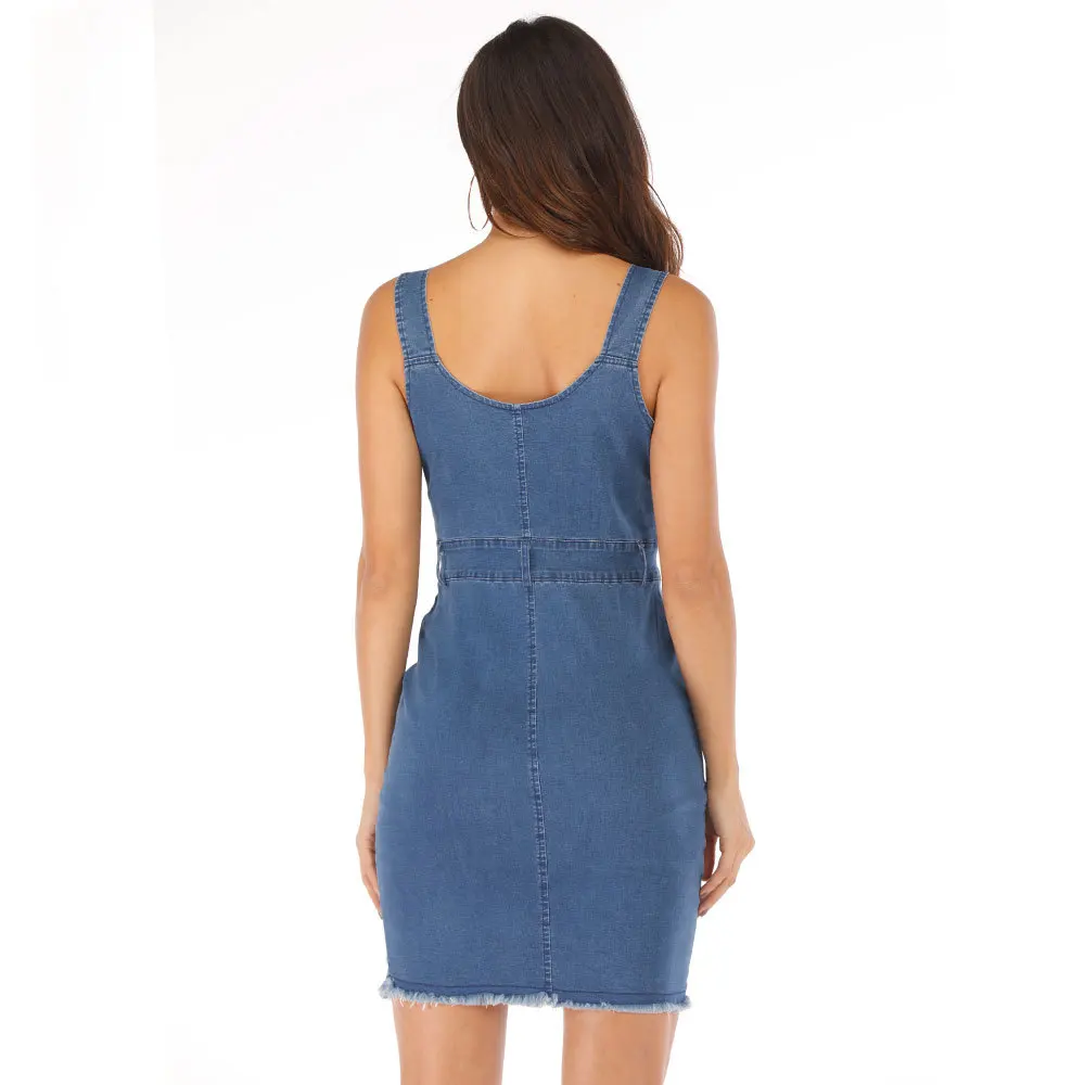 Женское повседневное джинсовое платье большого размера комбинезон из потертого