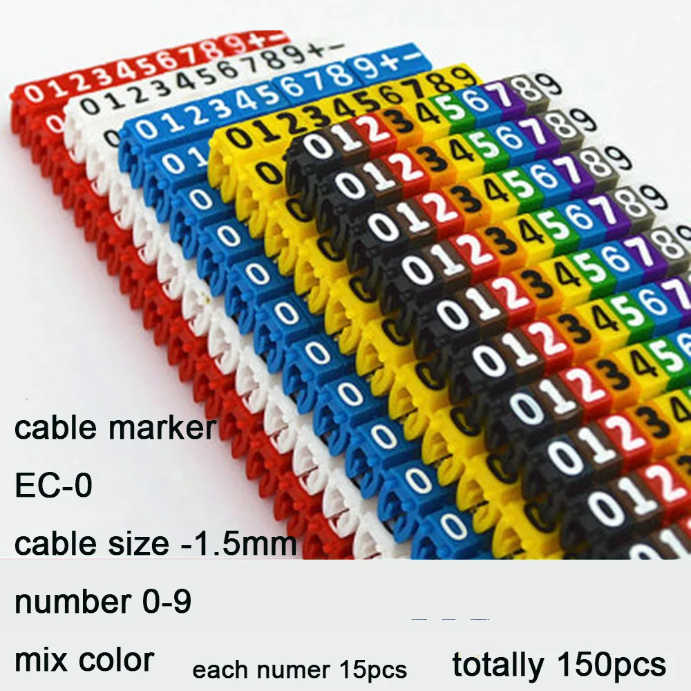 Plastic cable marker label EC 0 Wire Marker Number 0 to 9 Cable Size1.5