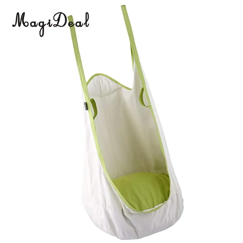 80KG Load Bearing Hanging Hammock Chair Inflatable Cushion Seat Kid Garden Patio Swing Toy White