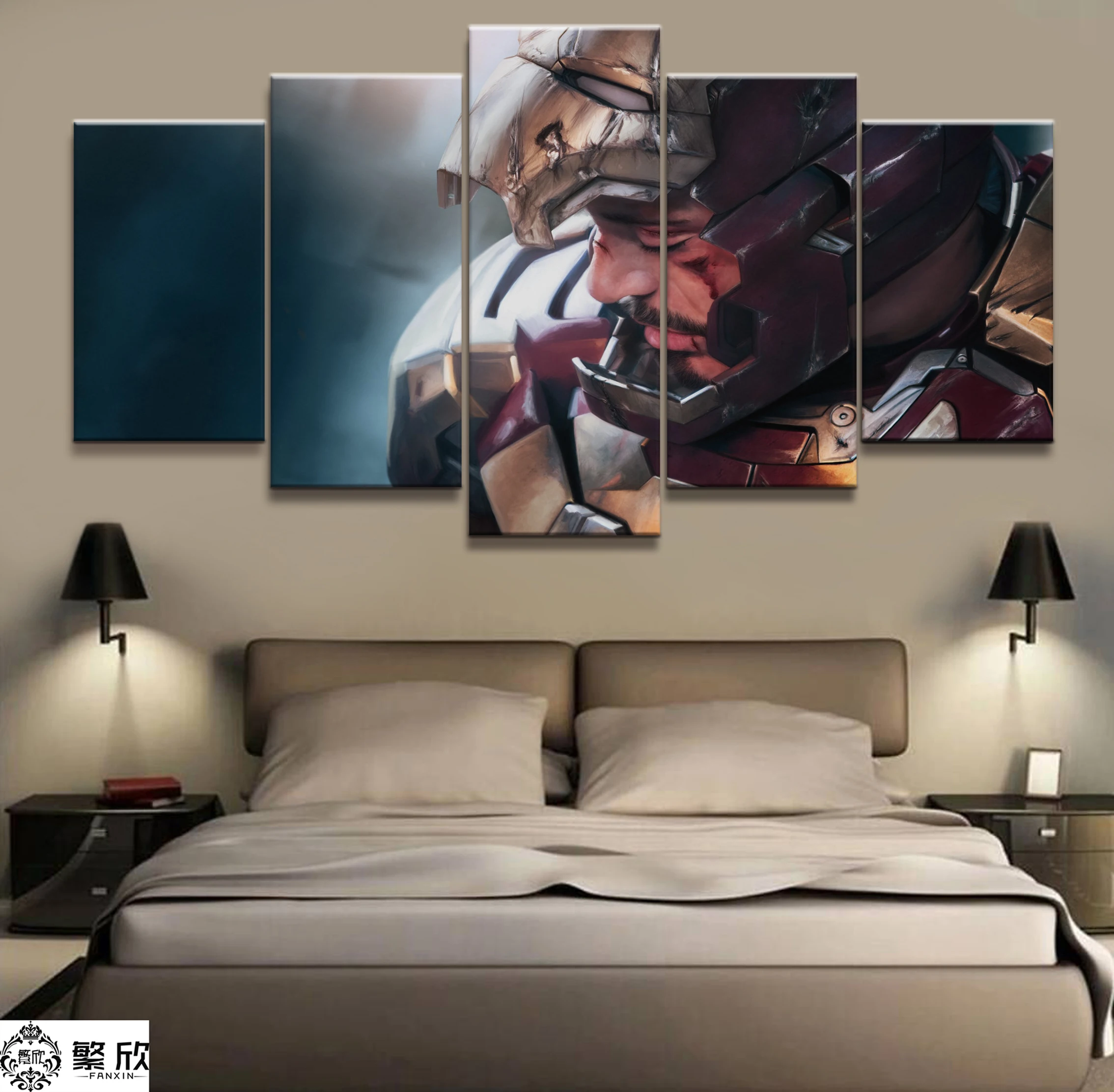 

Hot Sales Without Frame 5 Panels Picture Iron Man Marvel Film Canvas Print Painting Artwork Wall Art Canvas Painting Wholesale