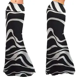 Новая мода 2019 черный и белый цвета текстуры женские Высокая талия Bodycon Boho длиной макси Вечеринка юбка пляжная