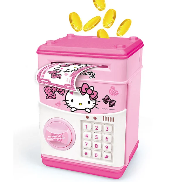 100FUN Hello Kitty Electronic Piggy Bank Mini ATM Deposit Box Password