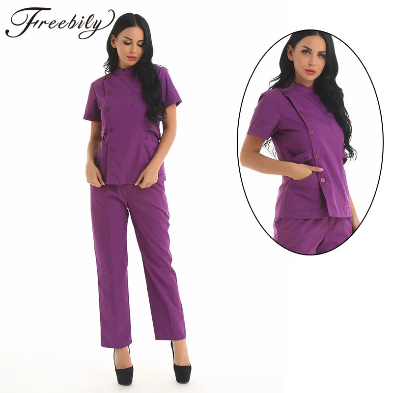 

New Summer women hospital medical scrub clothes set fashionable design slim fit dental scrubs beauty salon doctors nurse uniform