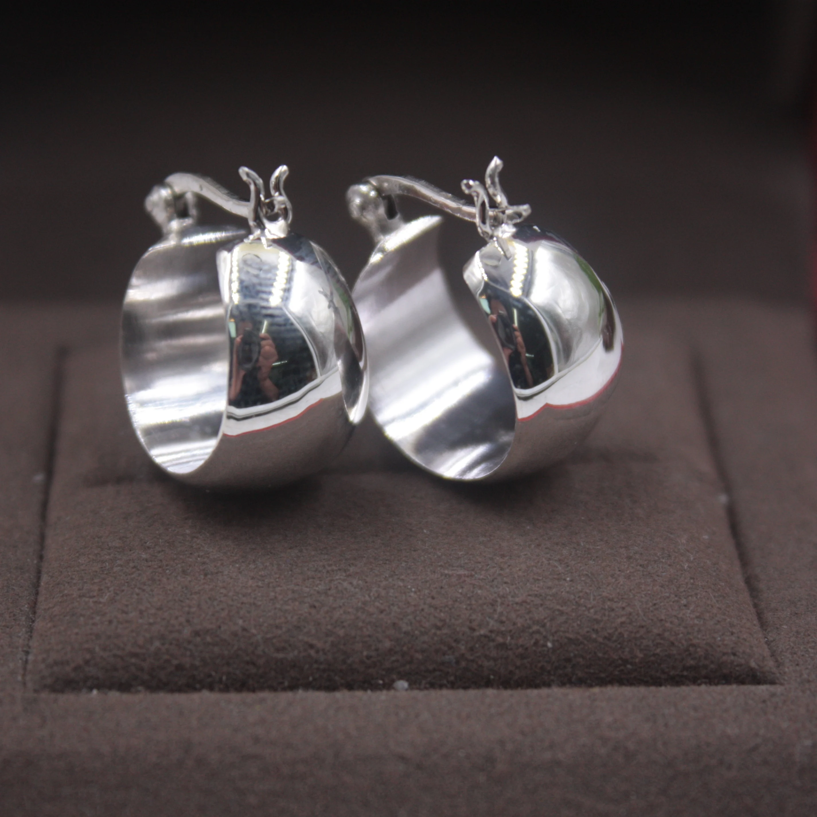 Серьги подвески из серебра S925 пробы Гладкие Женские серьги 18*15