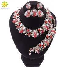 Модная обувь с украшением в виде кристаллов массивные Цепочки и ожерелья серьги, браслет, кольцо набор свадебных ювелирных изделий комплекты для невест Костюм на свадьбу и праздник для ювелирных изделий