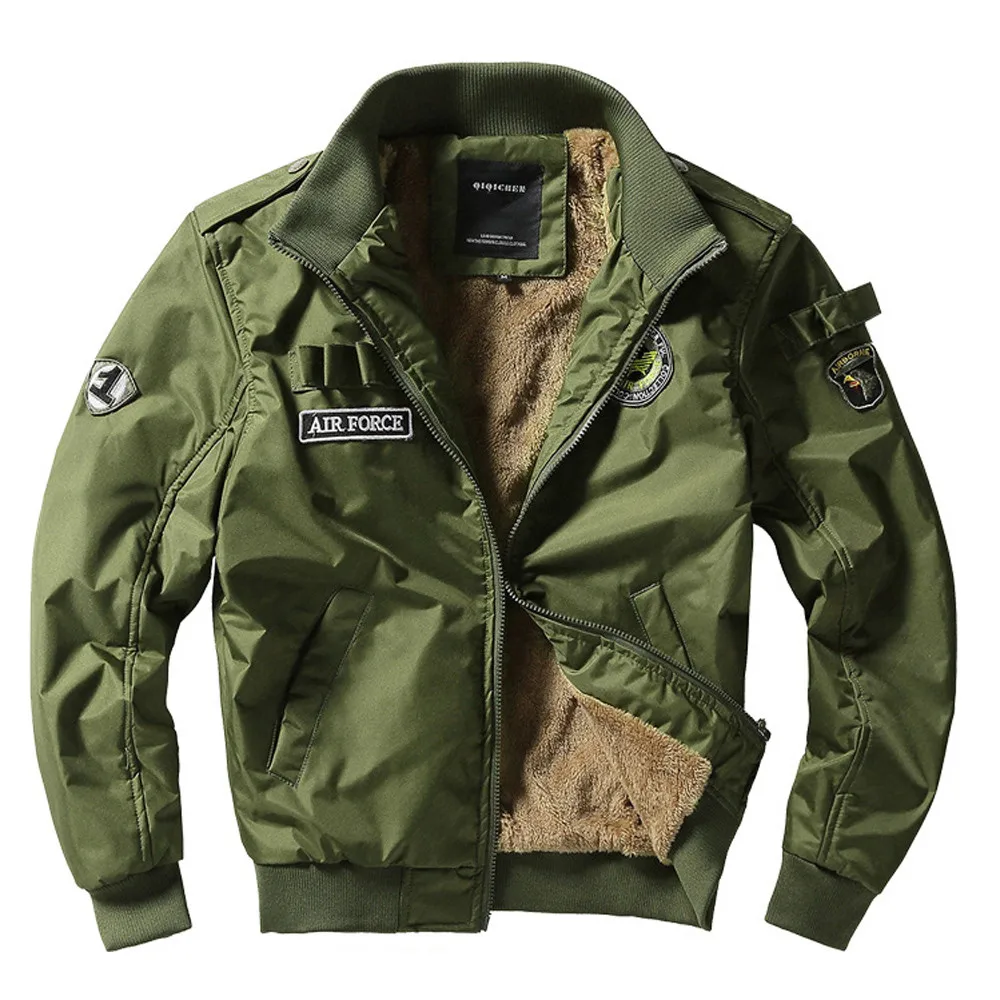 

Autumn Casual Jacket Harajuku Zipper Pockets Bomber Mens Jackets Long Sleeves Coats Military Thickened Coat Outwear Clothes 25