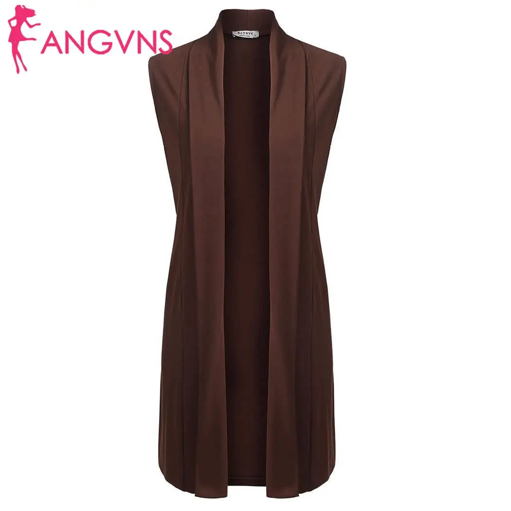 

ANGVNS Long Cardigan Autumn sweater Sleeveless Open Front Split Solid Casual Women Cardigan with Pocket women clothing