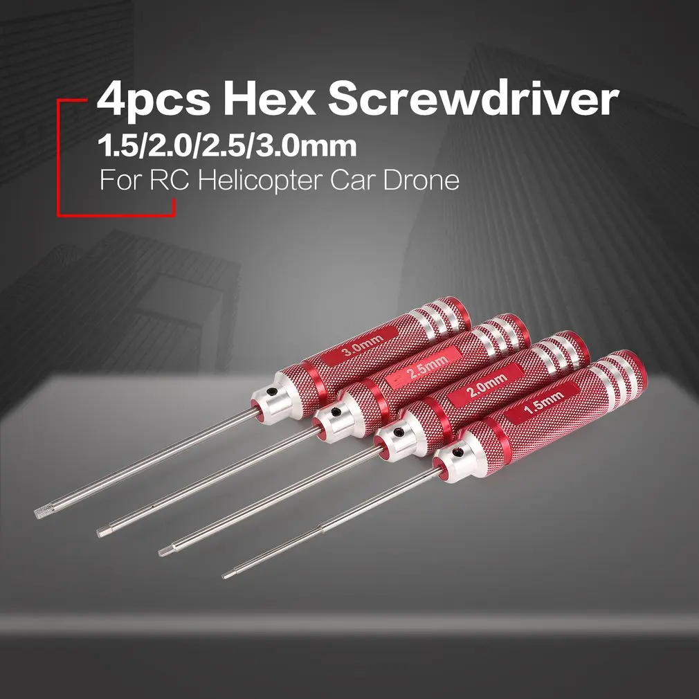 4pcs Hex Screwdriver Set 1.5 2.0 2.5 3.0mm Titanium Plating Hardened Tools Kit For RC Helicopter RC Car Racing Drone RC Tools
