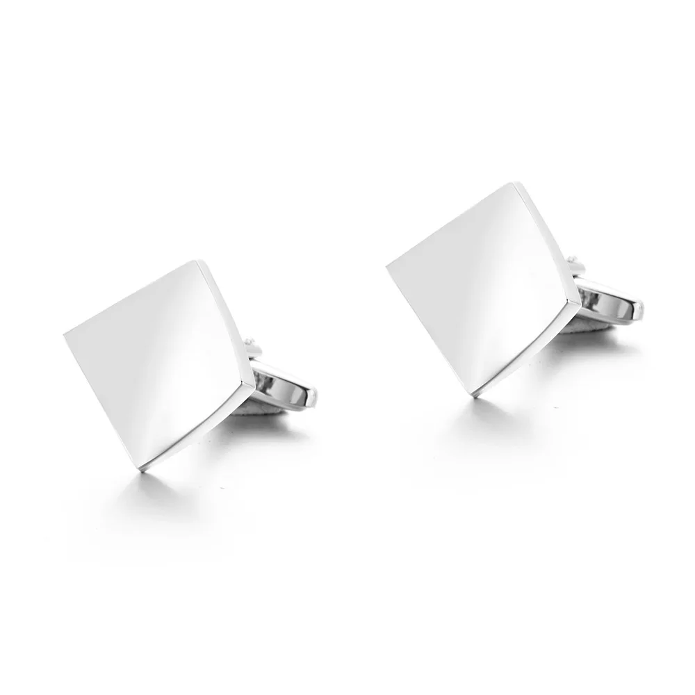 CHUKUI Men's Shirt Cufflinks Metal Copper Silver Color Square Cuff Links For Wedding Party  (1)