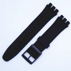 Silicone Rubber Watchband Strap - Premium Wristband Accessory - 17mm (Black)