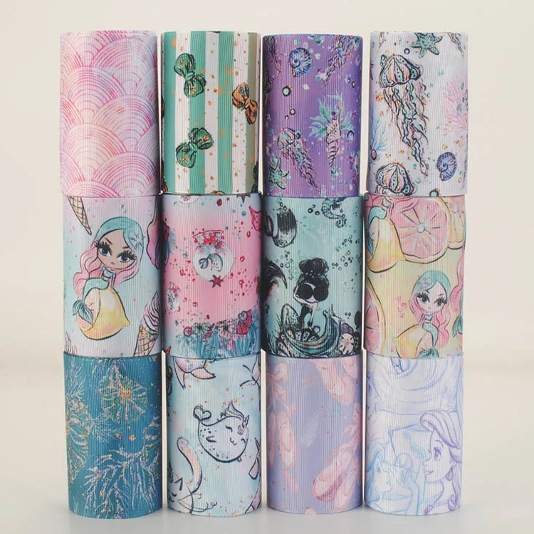 

Design Random set 5/10yards 3'' 75mm sea cartoon girl printed grosgrain ribbon,each is 1/2y