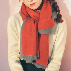 Прелестные модные туфли имитация кашемира длинные трикотажный шарф женский корейский улица Горячая зима толстые теплые мягкие Цвет блок