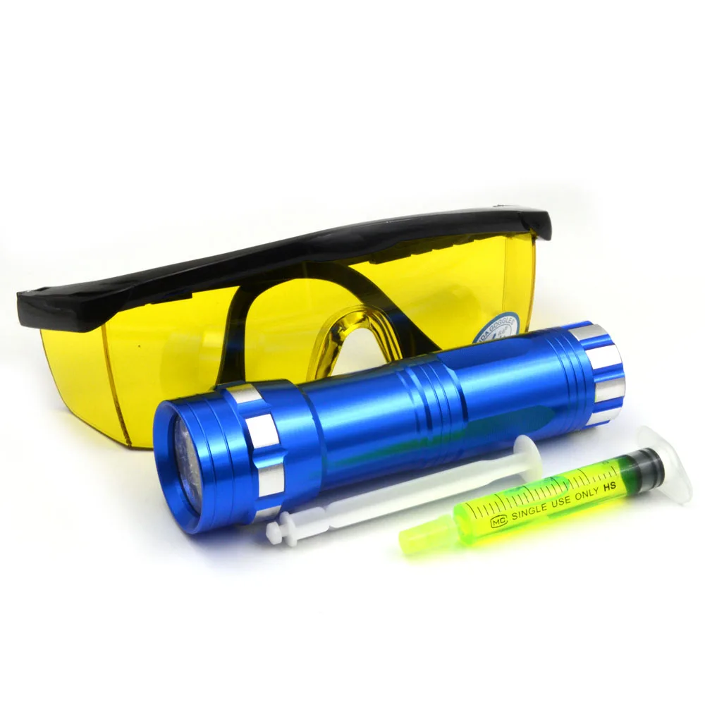 Car Air Conditioning Repair Tool Kit Leaks 14 LED UV Blue Flashlight