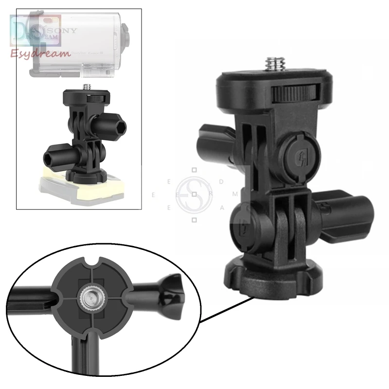 3-Way 1/4 Screw Tripod Mount Adapter Accessories for Sony Action Camera AS20 AS30V AS100V AS200V HDR AZ1 Xiaoyi As VCT-AMK1