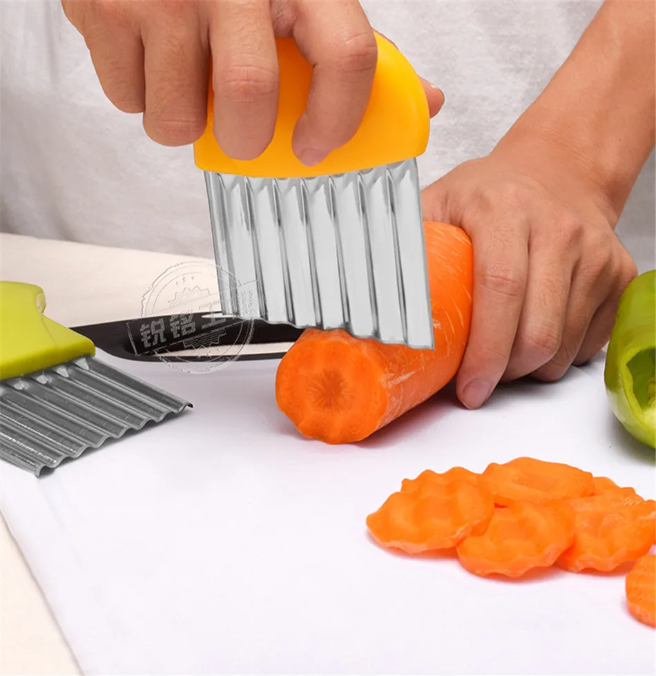 

VOGVIGO Stainless Steel Potato Chips Making Peeler Cutter Vegetable Kitchen Knives Fruit Tool Knife Accessories Wavy Cutter