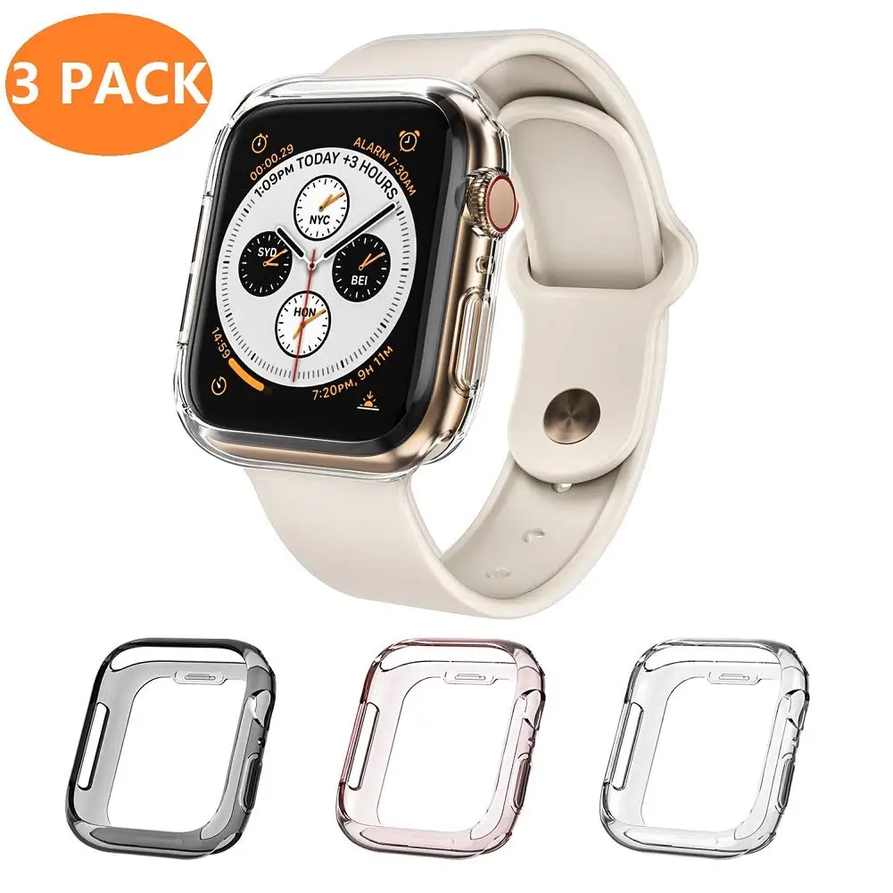 

for Apple Watch Series 4 Case 44mm, [3 - Pack Colorful] Soft TPU Protective Cover Bumper for iWatch Series 4