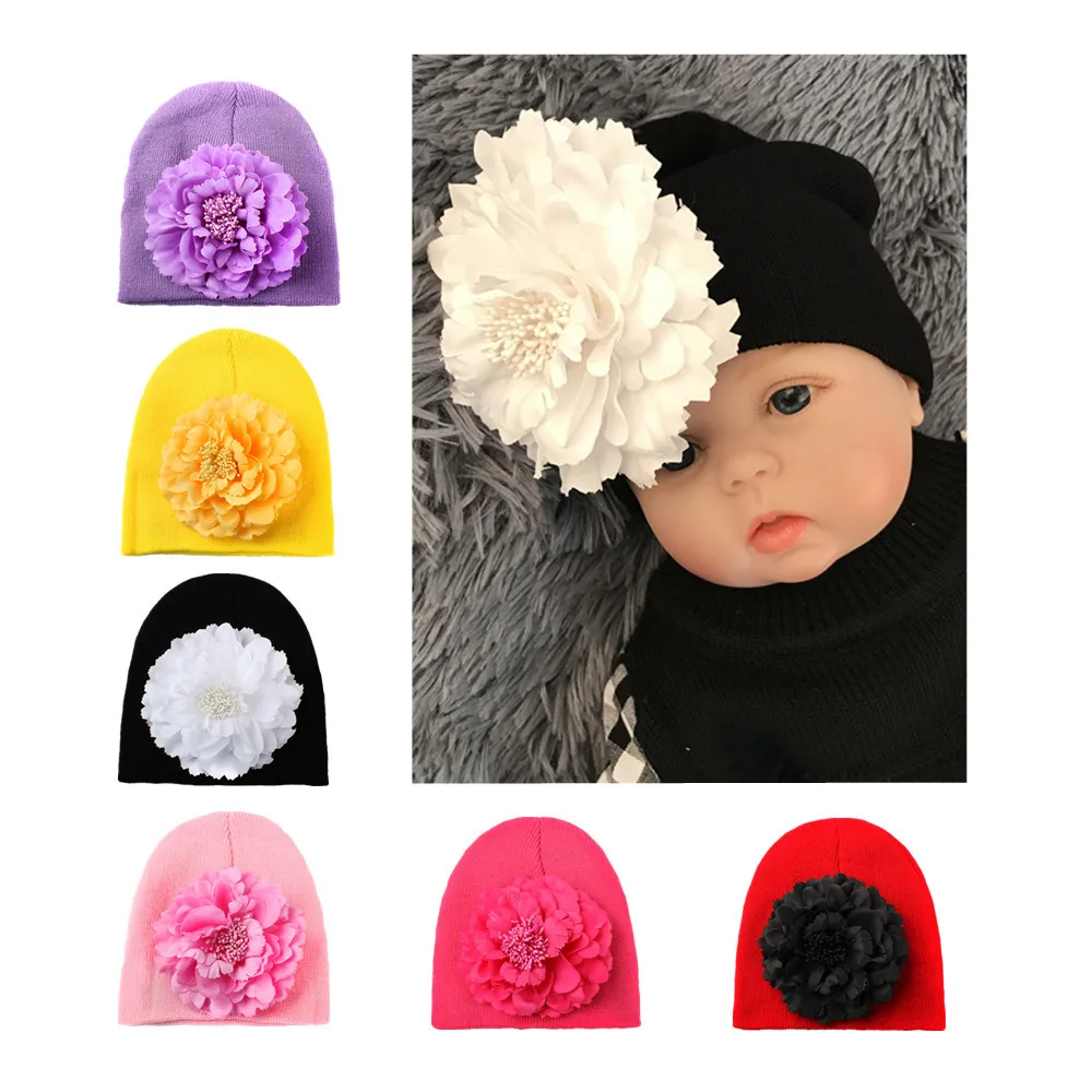 Sha Pu 5pcs chrysanthemum baby wool knitting hat pure color joker
