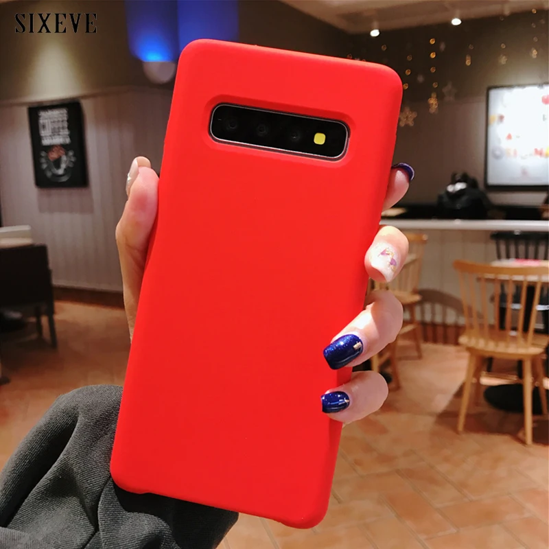 Жидкий силиконовый шелковистый мягкий сенсорный чехол для Samsung Galaxy S10 S8 S9 Plus Note8