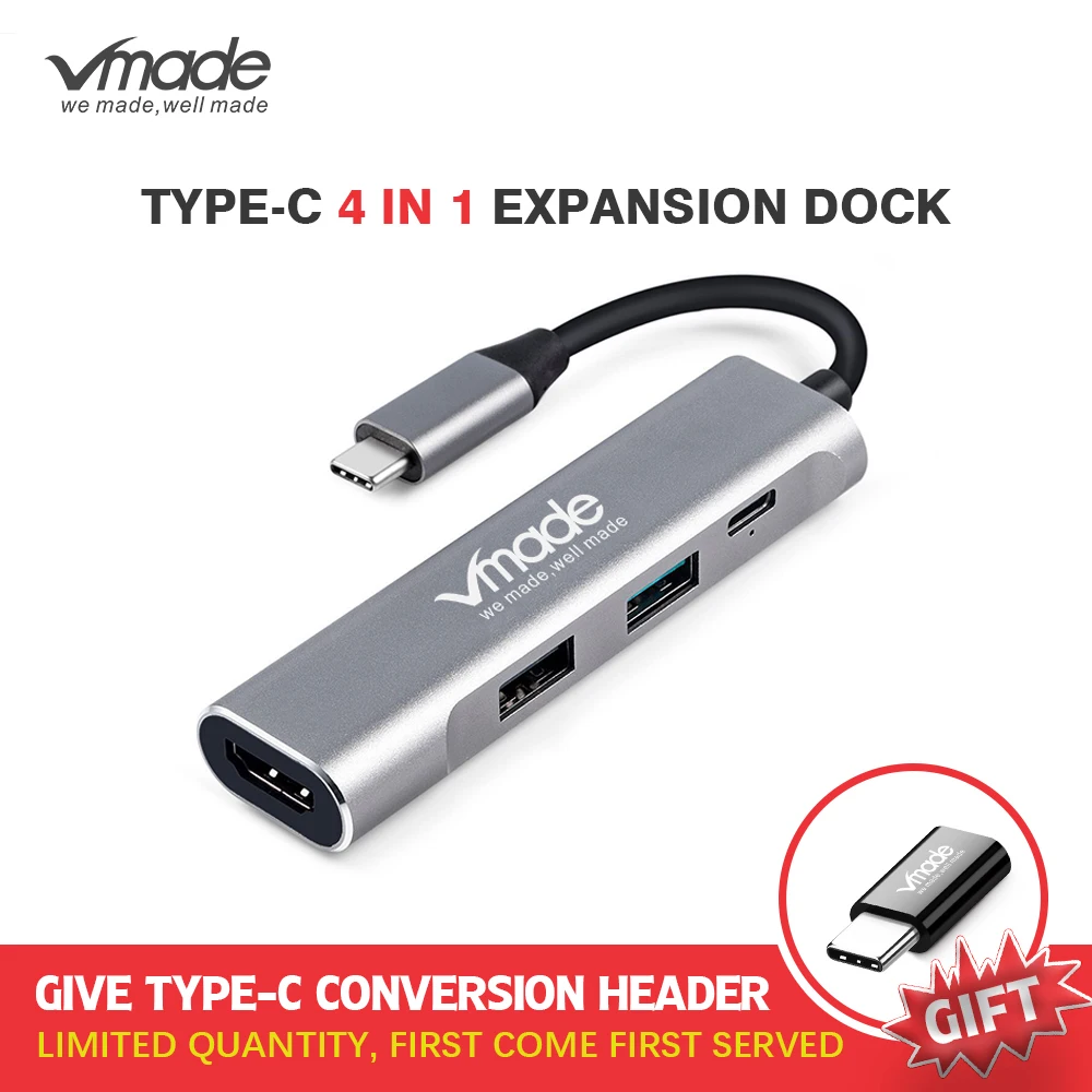 

Vmade Type-C USB-C HUB to HDMI 1080p Mini 4-in-1 Adapter for PC Computer Samsung Galaxy S9 Type-C USB-C 3.1 Give Mini Converter