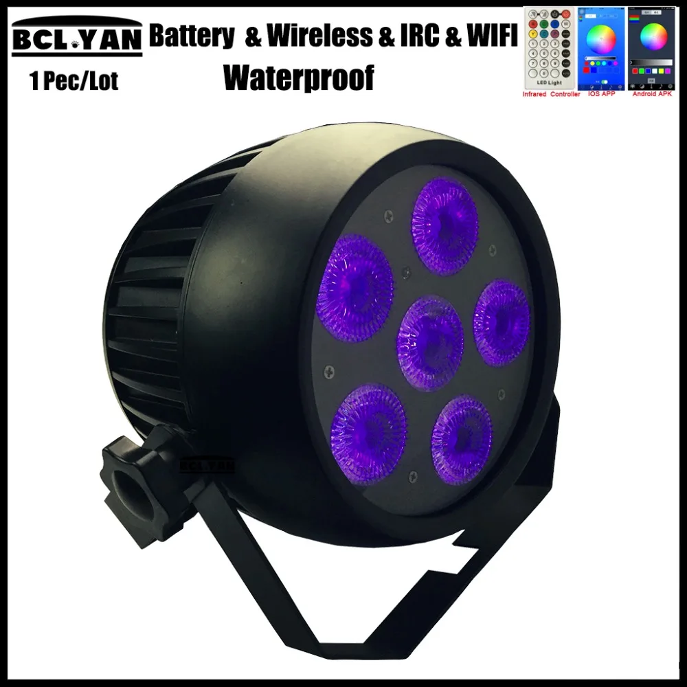 

2018 outdoor IP65 Waterproof WIFI Smart Wireless DMX Battery LED Par Can 6 pcs 18w RGBWA UV DJ Stage Lighting