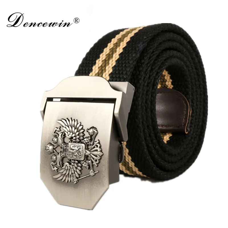 

Russian new fashion Real Solid brand Belt for Men Cinto men's Fashion Pin Buckle Canvas cowboy knitted Strap Casual Striped belt
