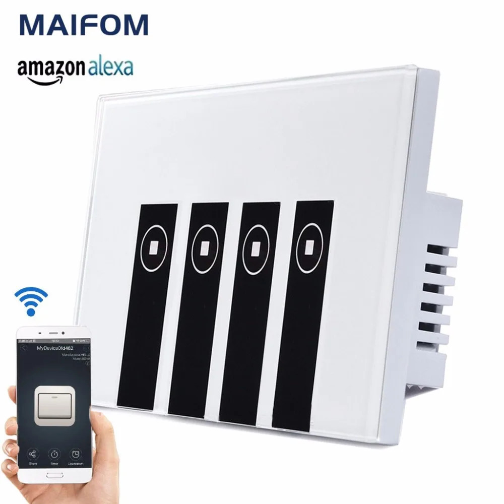 

MAIFOM Wifi Smart Switch Touch Control Glass Panel Ewelink App Smart Switch US Standard App and Touch Control Light Switch