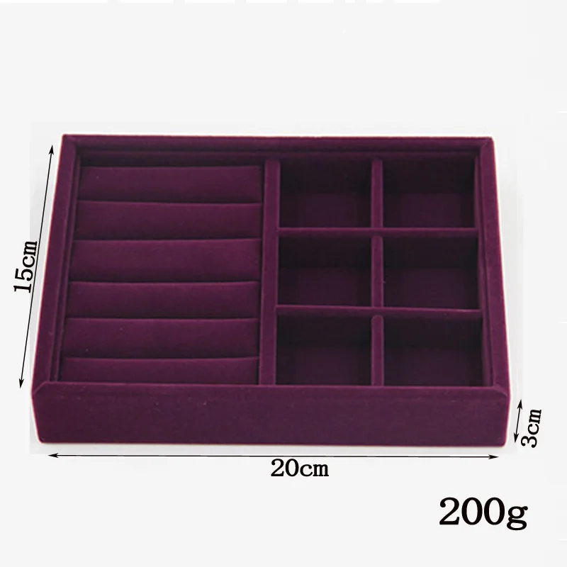 20*15*3cm DIY Storage Tray Soft Velvet Jewelry Packaging Display Jewelry Earrings Necklaces Pendants Bracelets Tray Holder Case