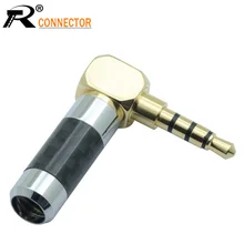 1 шт. правый угол мини-джек 3,5 мм 4-полюсный стерео штекер углеродного волокна адаптер припоя Разъем подходит для кабеля 6 мм