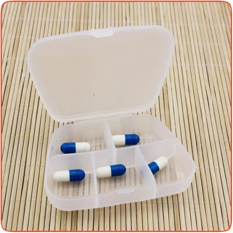 Portable 5 Grid Pill Box Transparent Pill Box  Jewelry Case Small Box