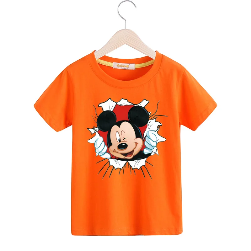 Girls Cartoon Mickey Print Tshirts Kids Summer Short Sleeve T-shirts Boys Cotton Tees Top Costume Children Clothing Baby TX149 (6)