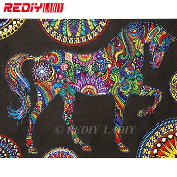 

NEW Special Shaped Diamond Embroidery Crystal Shining Horse DIY Diamond Painting Partial Round Rhinestones Mosaic Crafts 30x40cm