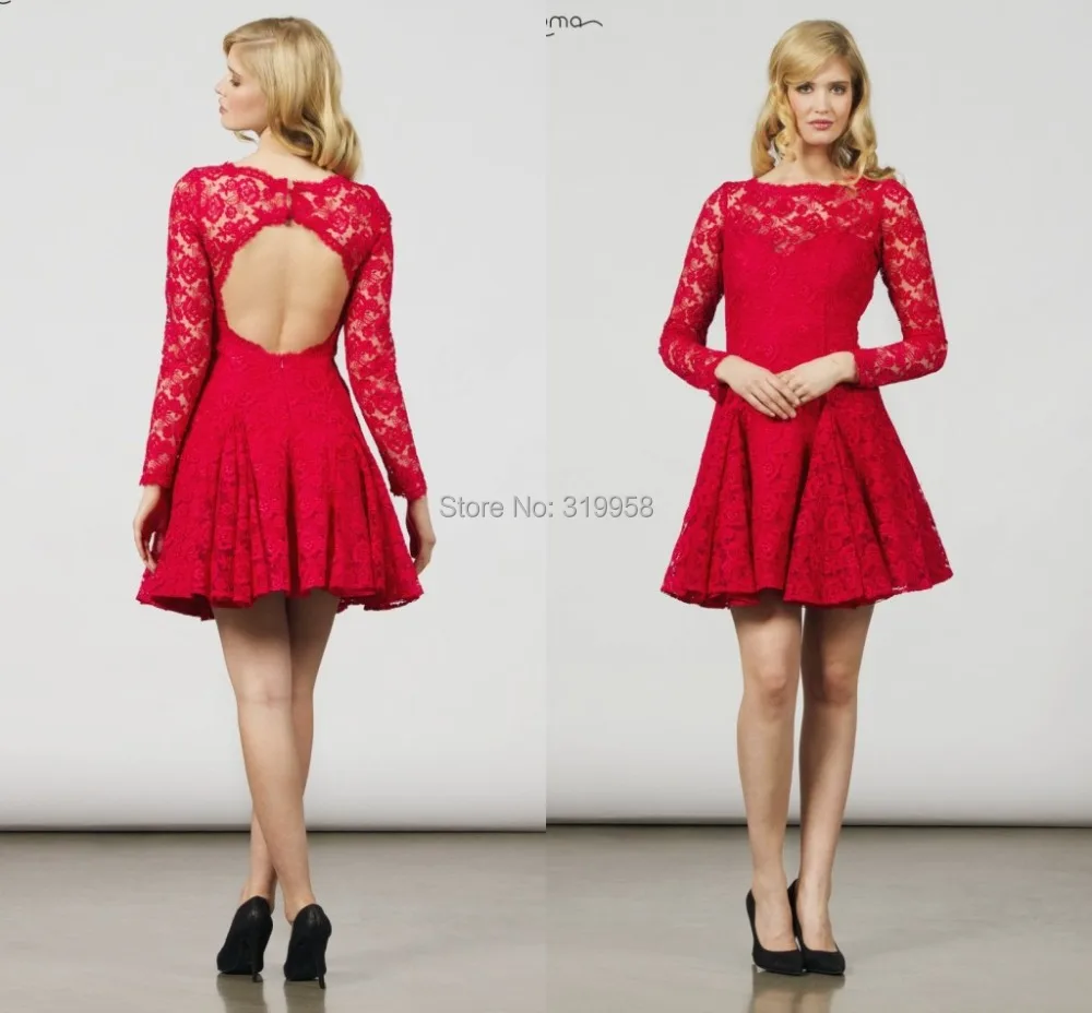Charming New Design Cheap Red Color Sexy Lace Mini Short Cocktail