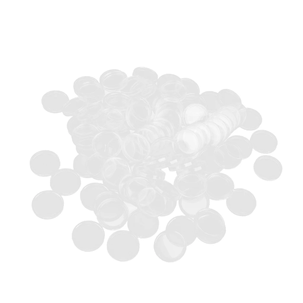 100pcs 33mm Clear Round Case Coin Plastic Capsules Holder Container New