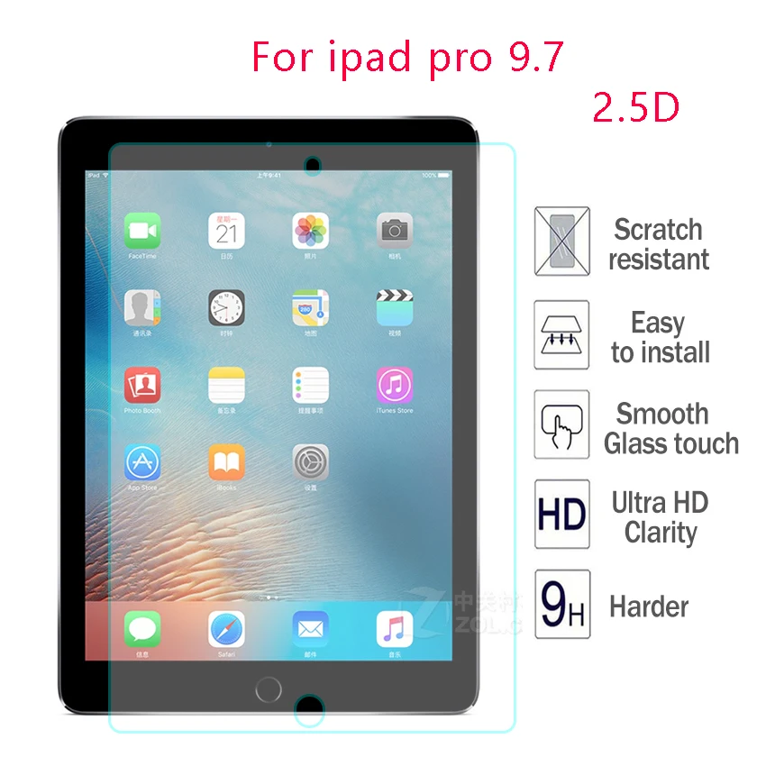 Для Apple iPad Pro закаленное стекло A1822 A1823 9,7 ''Экран протектор 9 H 2.5D для iPad Pro 9,7 A1673 A1674 A1675 прозрачная пленка