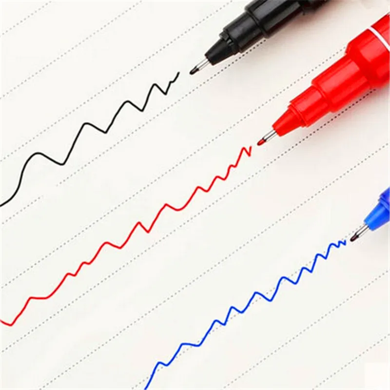 Permanent Marker Waterproof ink Black Blue Red 6824 Permanent Marker dual tip 0.5 1.0 mm Nib Student school office Supplies Art painting Pen permanent marker