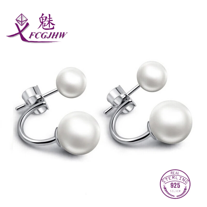 Sterling silver 925 Stud Earrings for women Fine jewelry Freshwater Pearl Zircon Long Cute Korean for Valentines Day Gift Fine Jewelry