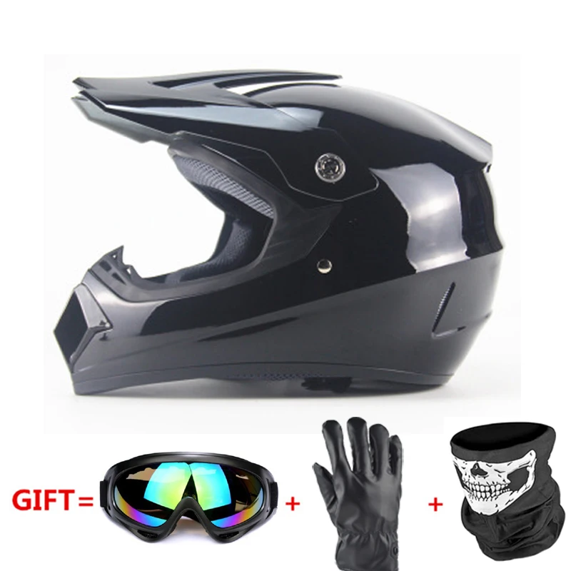 Motorcycle Full Face Helmet Casco Moto Motocross Helmet Off Road Helmet ATV Dirt Bike Downhill MTB DH Capacete Moto Glasses - Цвет: 225-Black