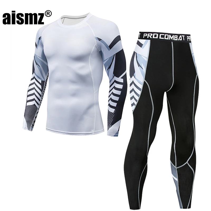 warmest long underwear Aismz Men Thermal Underwear Suits Sets Printing Compression Fleece Sweat Quick Drying Thermo Underwear Men Clothing Long Johns merino wool long johns Long Johns