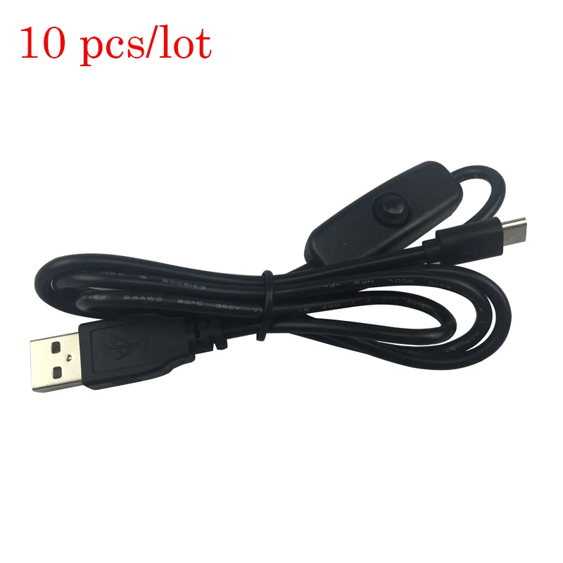 10 pcs/lot Switch USB Cable Wire 1M USB 2.0 to Micro USB Charging Cable With Switch Button For