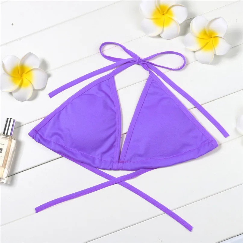 Sexy Solid Bikini Strips Bandage Swim Swimwear Beachwear Women Bikini Top swimwear swimsuit  women's separate #3J21#F (12)