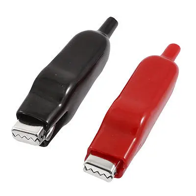 

2x Plastic Cover Test Probe Metal Alligator Clips Clamps 78mm