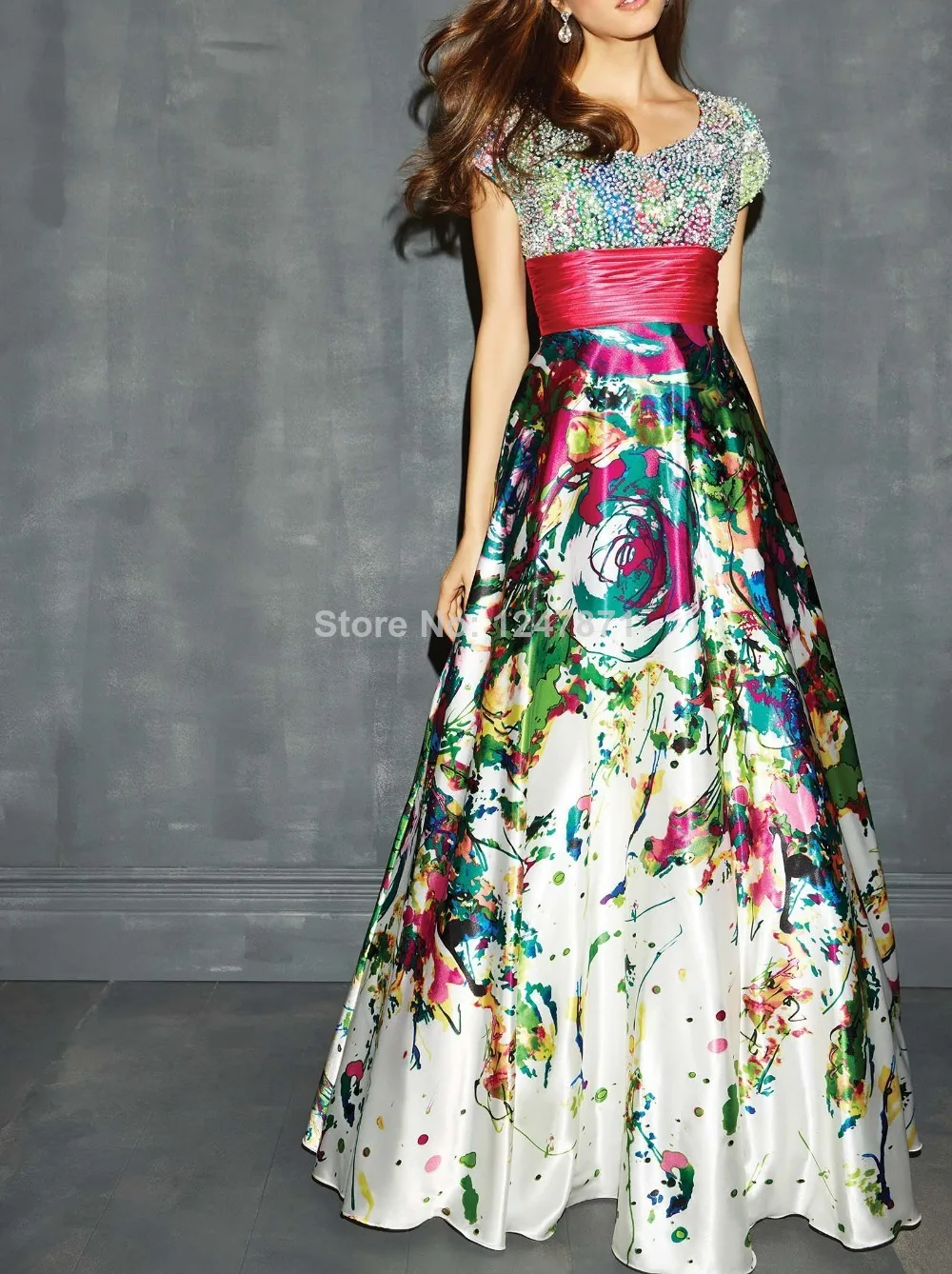 2014 Printed Satin Fabric Sweetheart 