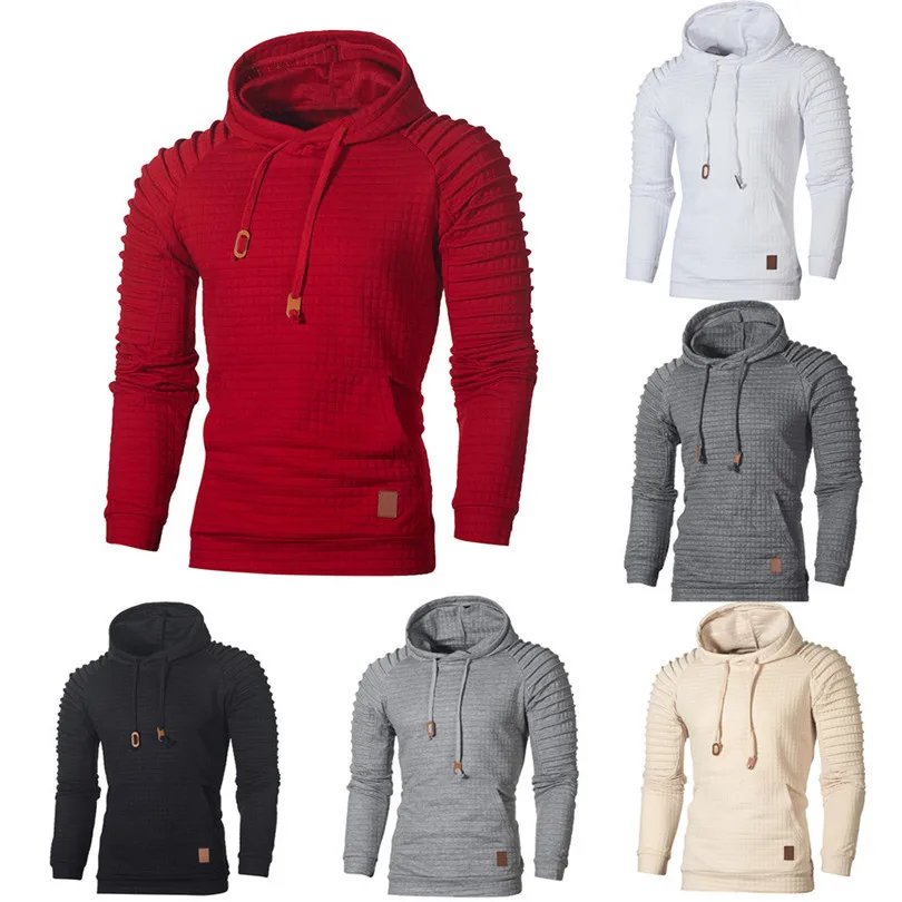  New Fashion Men's Autumn Winter Long Sleeve Plaid Hoodie Hooded Sweatshirt Top Tee Outwear Blouse Sweatshirt Outwear #4F04 (1)
