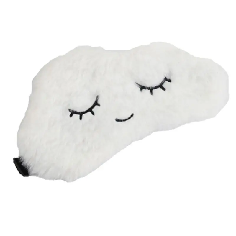 Женская зимняя Пушистый Плюшевый маска для сна для девочек Милая вышитая мультяшная облачная форма теневая крышка портативная регулируемая повязка на глаза - Цвет: Белый