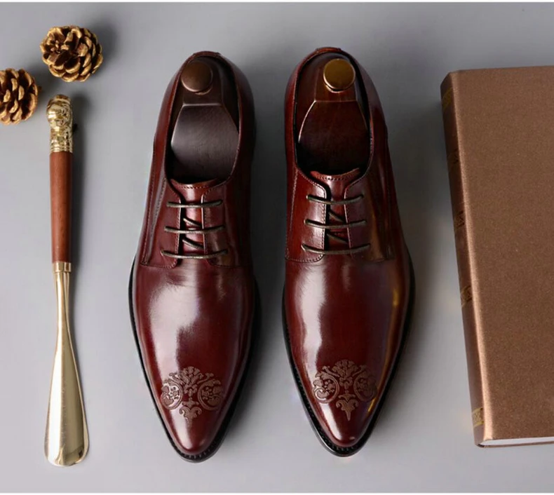 Mens Leather Casual Shoes Wedding Dress Shoe Genuine Leather Shoes Men Big Size Lace-up Oxford Shoes For Men Casual Plus Size 46 (14)