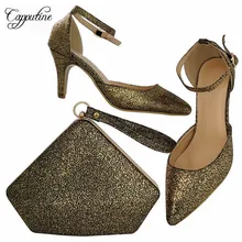 Capputine Hot Selling PU Leather Woman Shoes And Bag Set Italian Style Woman High Heels Shoes And Matching Set For Party BCH-30